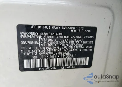 2017 Subaru Forester 2.5I Premium from USA, damaged, VIN JF2SJAECXHH406901